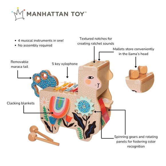 Manhattan Toy Musical Llama Wooden Toddler Toy - Picture 11 of 11